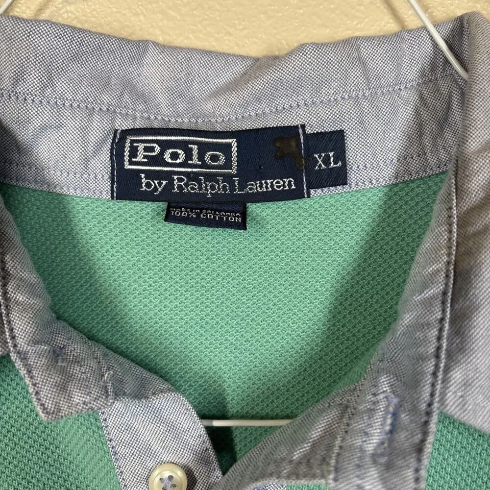 Polo Ralph Lauren Polo Short‎ Sleeve Shirt XL Teal Green Blue  Collar